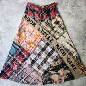 Boho Maxi Skirt Concept Upcycled Patch Cottege Distressing Shabby Chic Country
